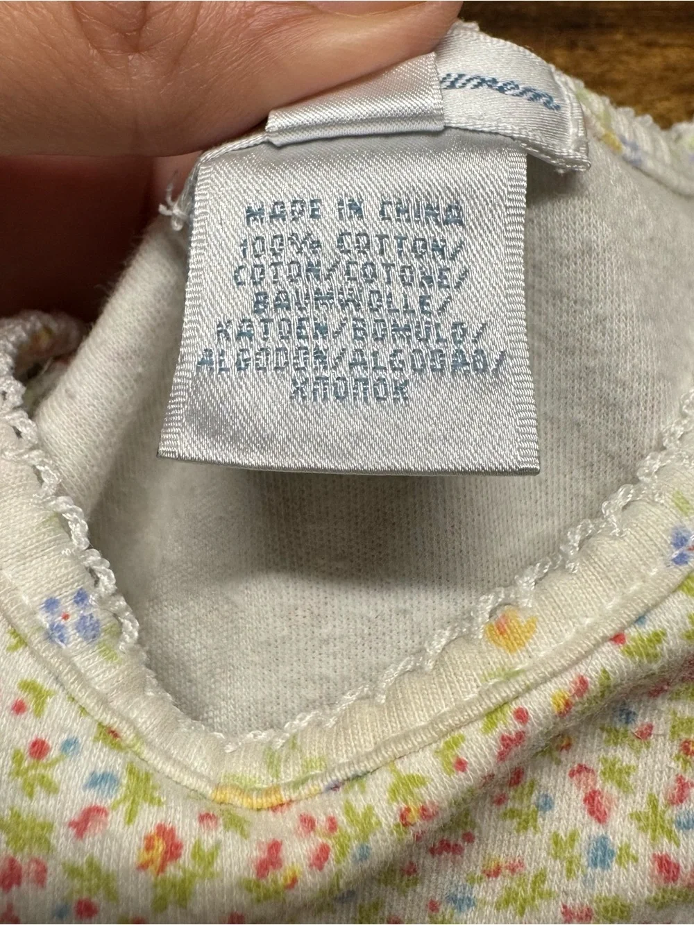 Ralph Lauren White Floral Baby Romper with Pink, Blue & Green Sprigs 9M